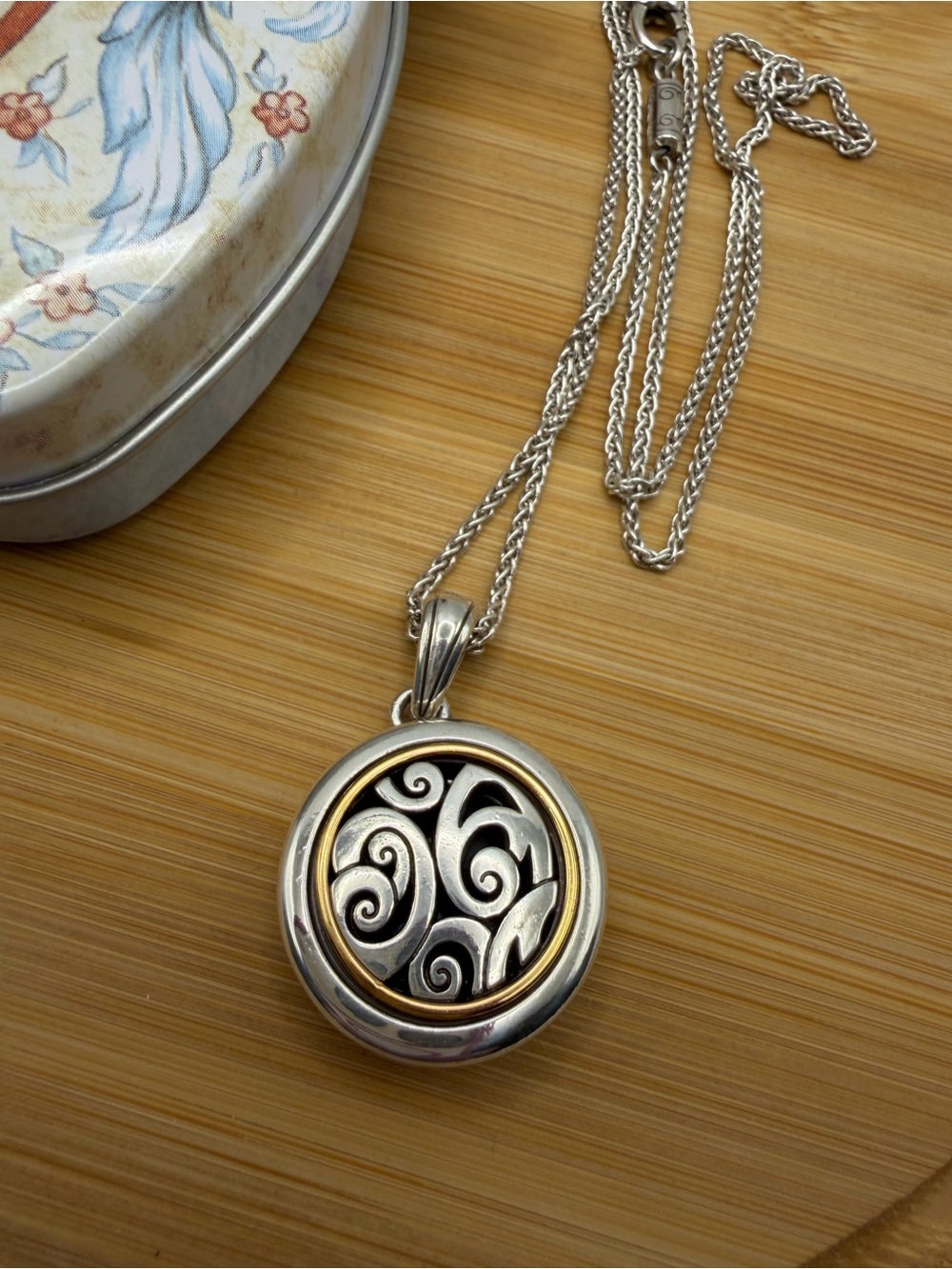 Brighton Spin Master Two-Tone Pendant / Locket Necklace NWT